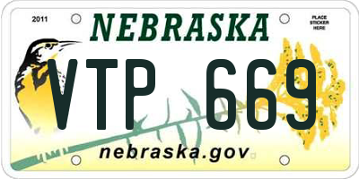 NE license plate VTP669