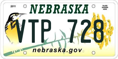 NE license plate VTP728