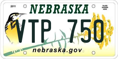 NE license plate VTP750
