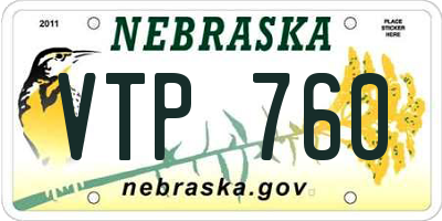 NE license plate VTP760