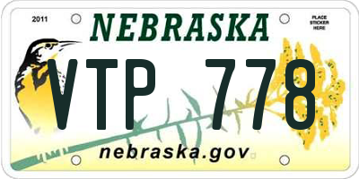 NE license plate VTP778