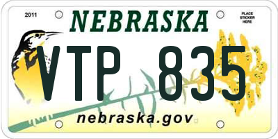 NE license plate VTP835