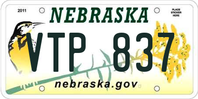 NE license plate VTP837
