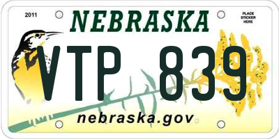 NE license plate VTP839