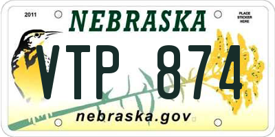 NE license plate VTP874