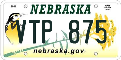 NE license plate VTP875