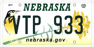 NE license plate VTP933