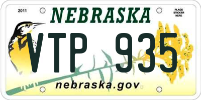 NE license plate VTP935