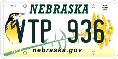 NE license plate VTP936