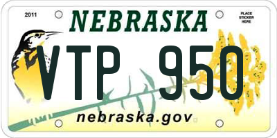 NE license plate VTP950
