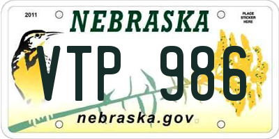 NE license plate VTP986