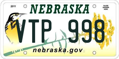 NE license plate VTP998