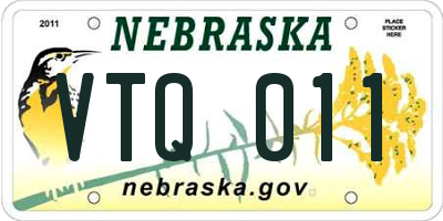 NE license plate VTQ011