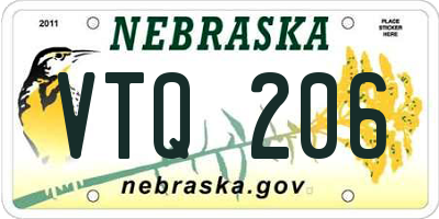 NE license plate VTQ206