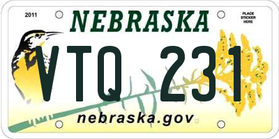 NE license plate VTQ231