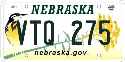 NE license plate VTQ275