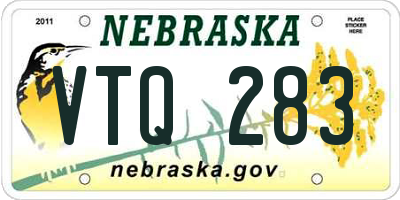 NE license plate VTQ283