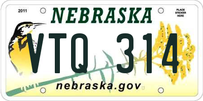 NE license plate VTQ314