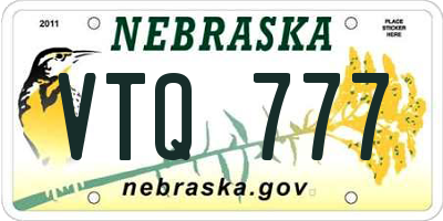 NE license plate VTQ777