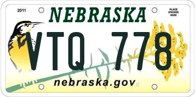 NE license plate VTQ778
