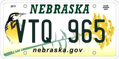 NE license plate VTQ965
