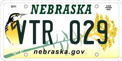 NE license plate VTR029