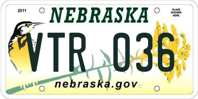 NE license plate VTR036