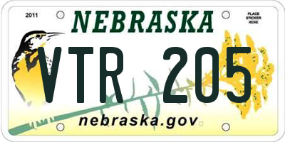 NE license plate VTR205