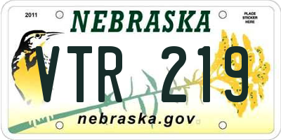 NE license plate VTR219