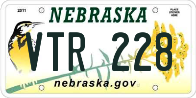 NE license plate VTR228