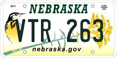 NE license plate VTR263