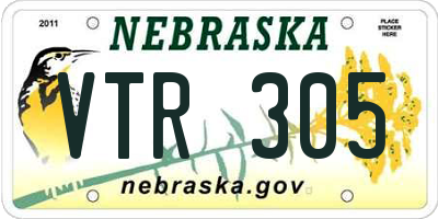 NE license plate VTR305