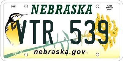 NE license plate VTR539