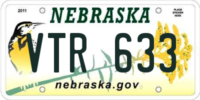 NE license plate VTR633
