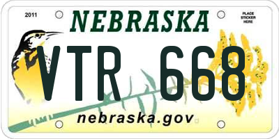NE license plate VTR668