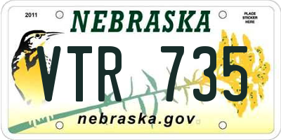 NE license plate VTR735