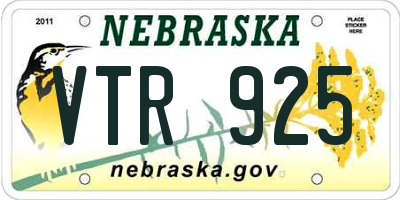 NE license plate VTR925