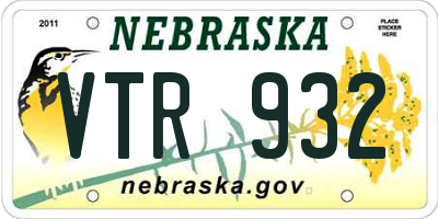 NE license plate VTR932