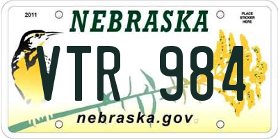 NE license plate VTR984