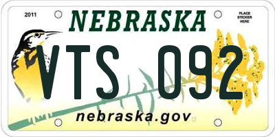 NE license plate VTS092