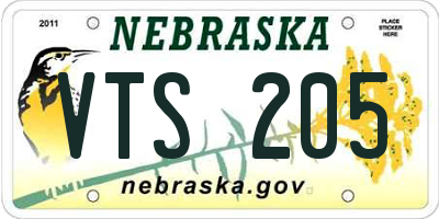 NE license plate VTS205