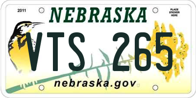 NE license plate VTS265