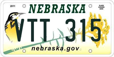 NE license plate VTT315
