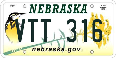 NE license plate VTT316