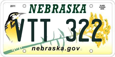 NE license plate VTT322