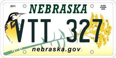 NE license plate VTT327