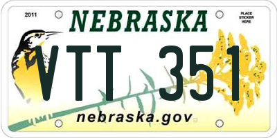 NE license plate VTT351