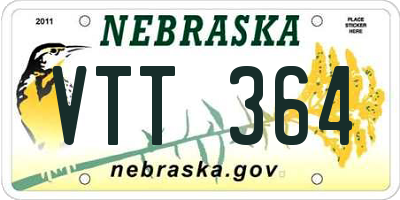 NE license plate VTT364