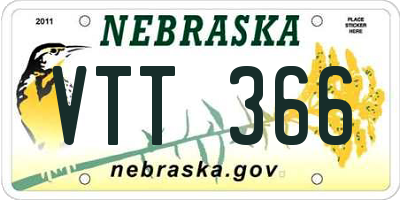NE license plate VTT366