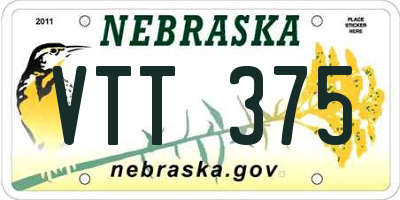 NE license plate VTT375